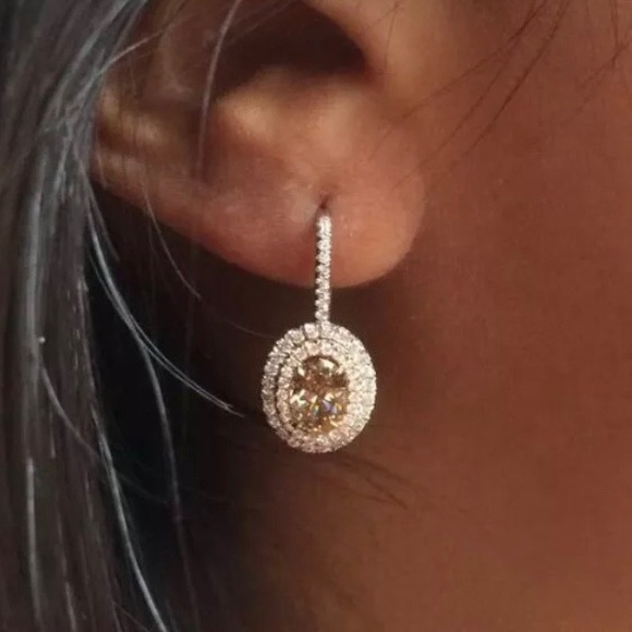 **NEW💎18K Rose Gold Oval Morganite Halo Earrings - Picture 2 of 5